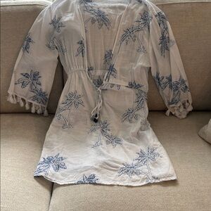 Tommy Bahama Blue Island Palm Tree Cover-Up – Size Large – Tropical Resort Style